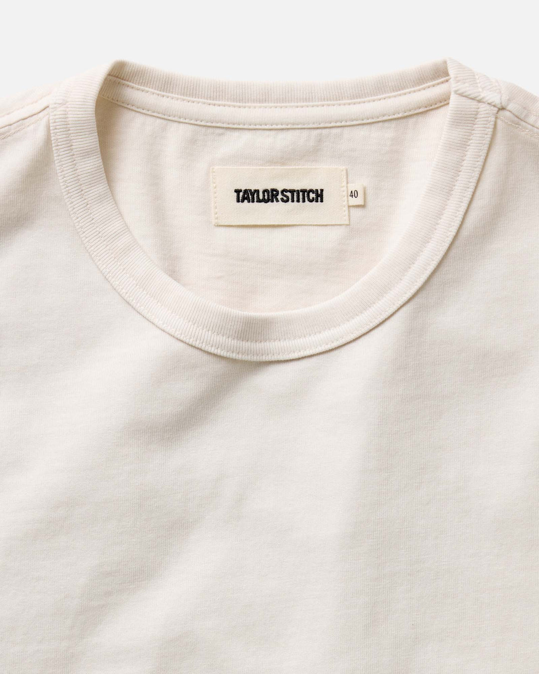 Taylor Stitch The Organic Cotton Tee in Vintage White, detail