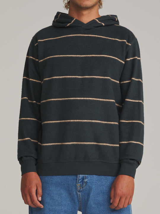 Katin Parks Hood in Black Wash, worn by a model, front view