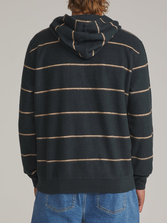 Katin Parks Hood in Black Wash, worn by a model, back view