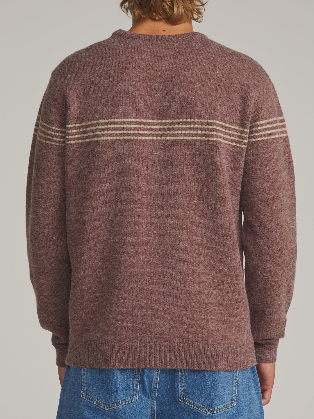 Katin Charles Sweater in French Roast, worn by a model, back view