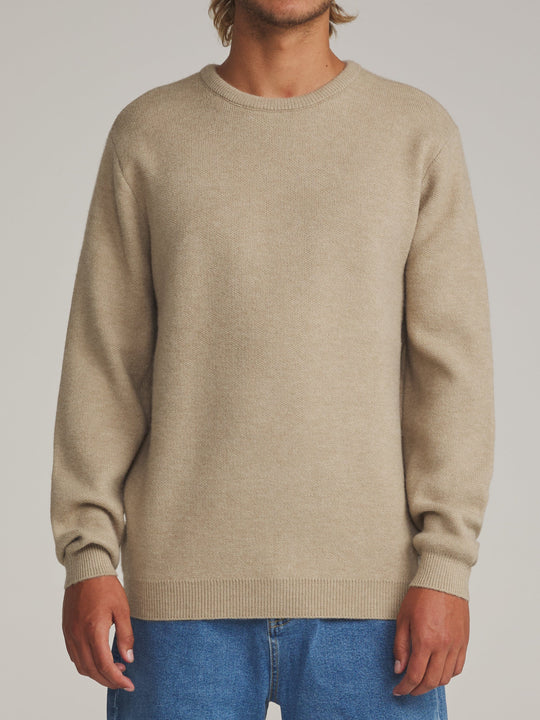 Katin Rivers Sweater in Vintage Khaki, worn by a model, front view