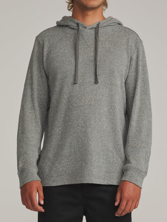 Katin Sock Hood Sweater in Gray, worn by a model, front view