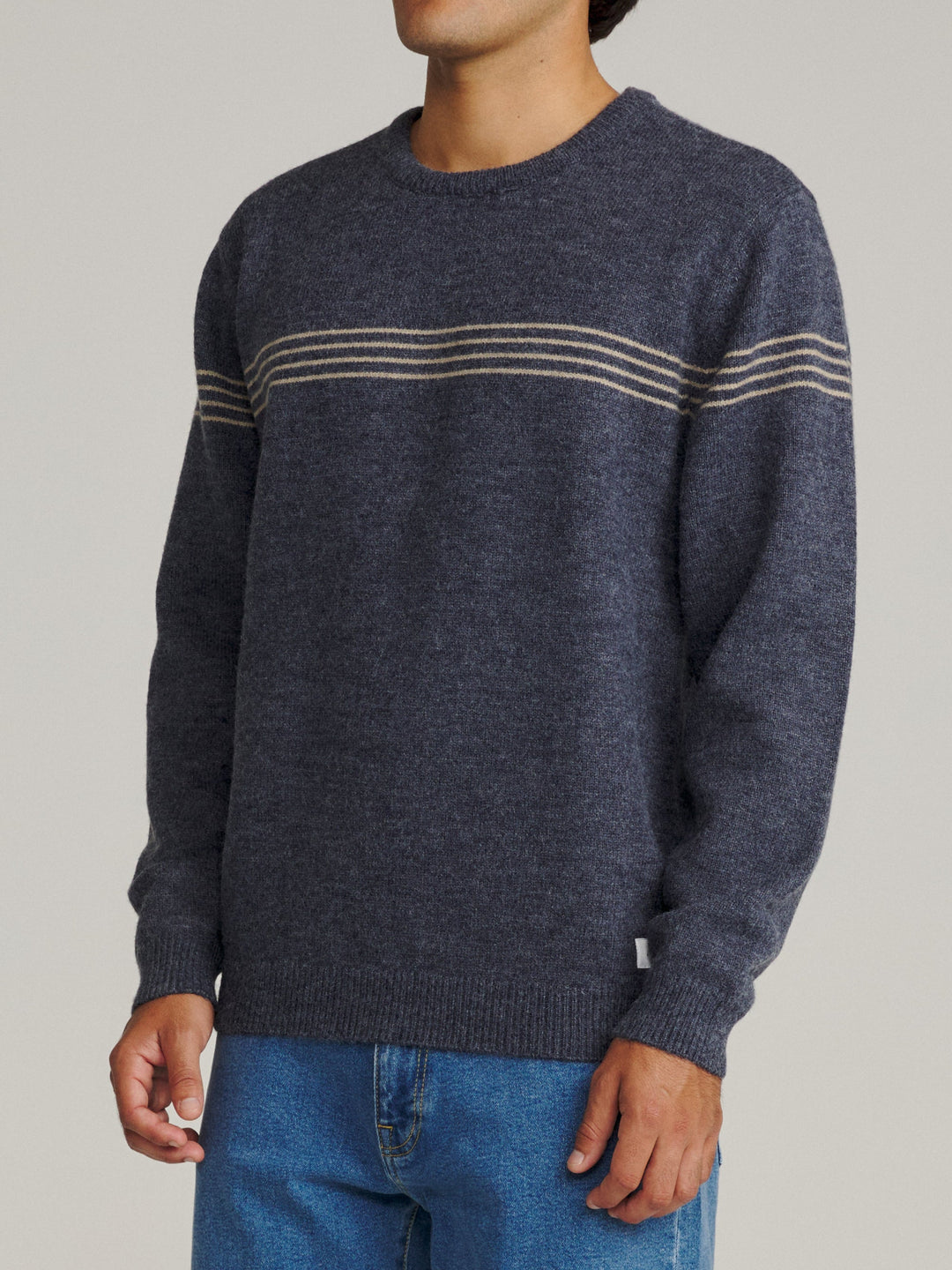 Katin Charles Sweater in Navy, on model side