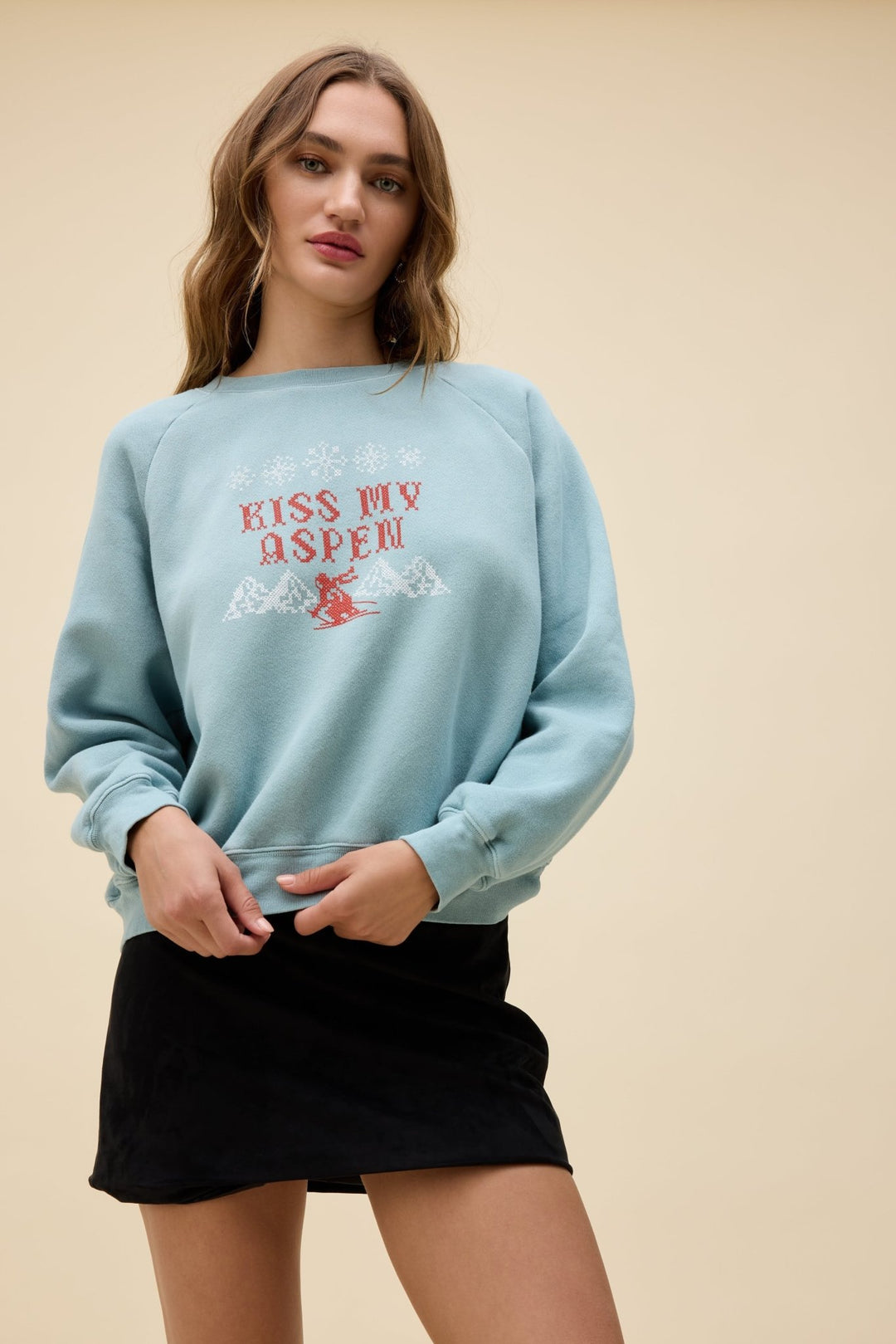 Kiss my Aspen Shrunken Raglan Sweatshirt - Davidson Provision Co.
