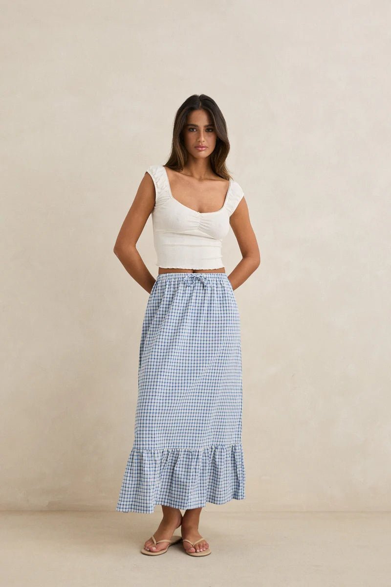 Lola Check Tiered Maxi Skirt - Davidson Provision Co.