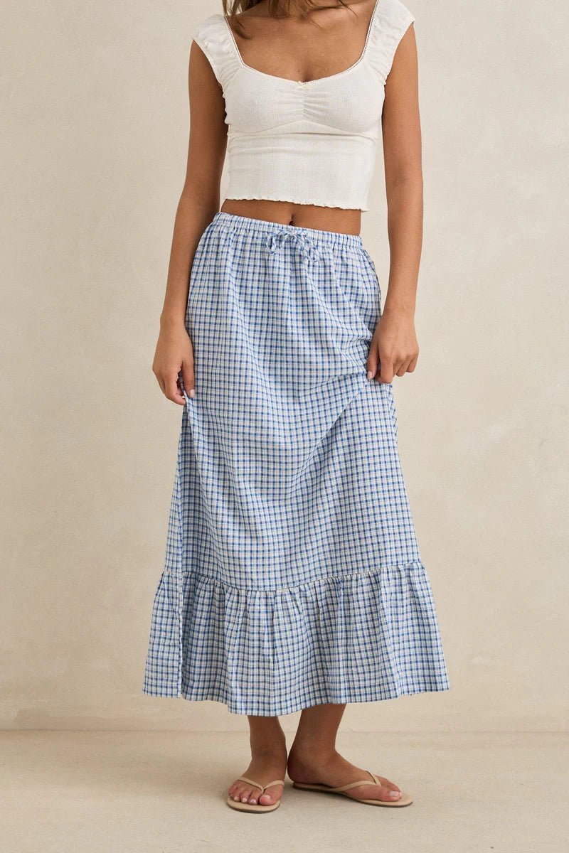 Lola Check Tiered Maxi Skirt - Davidson Provision Co.