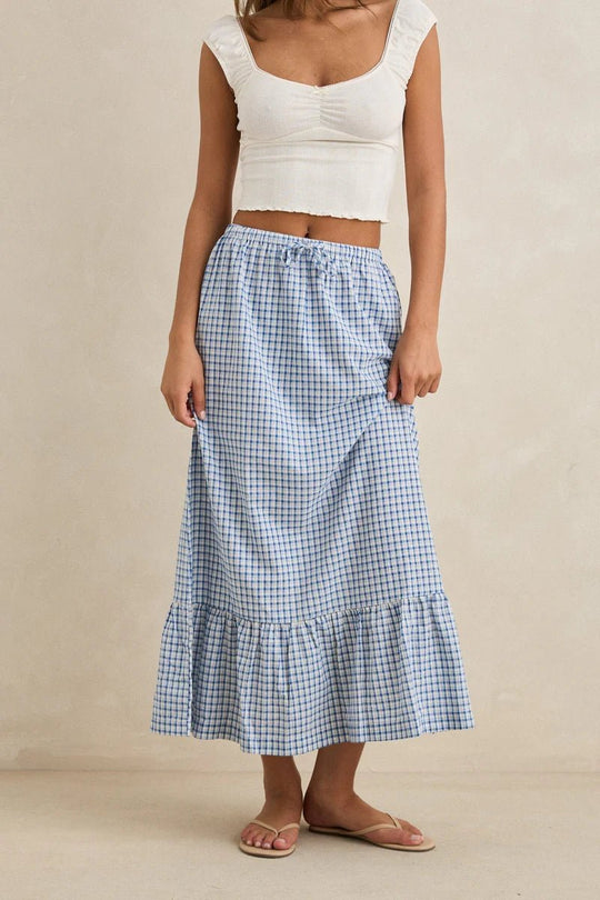 Lola Check Tiered Maxi Skirt - Davidson Provision Co.