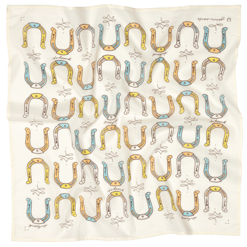 Luxury Cotton Voile Bandana – “Giddy Up” mantra - cream - Davidson Provision Co.