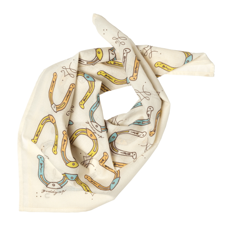 Luxury Cotton Voile Bandana – “Giddy Up” mantra - cream - Davidson Provision Co.