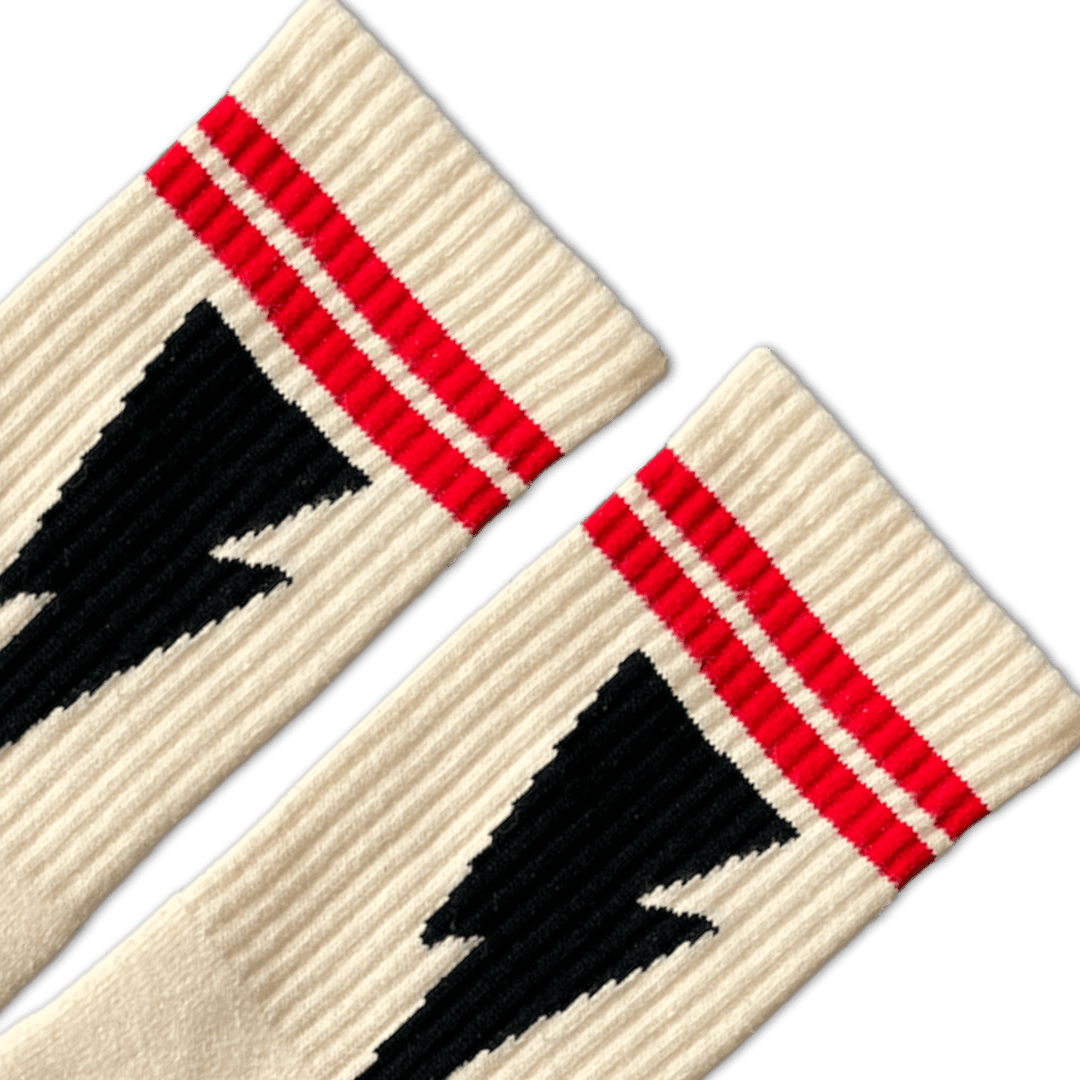 Mike Vallely Lightning Bolt Socks: Natural / Crew / L/XL - Davidson Provision Co.
