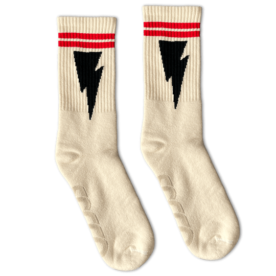 Mike Vallely Lightning Bolt Socks: Natural / Crew / L/XL - Davidson Provision Co.