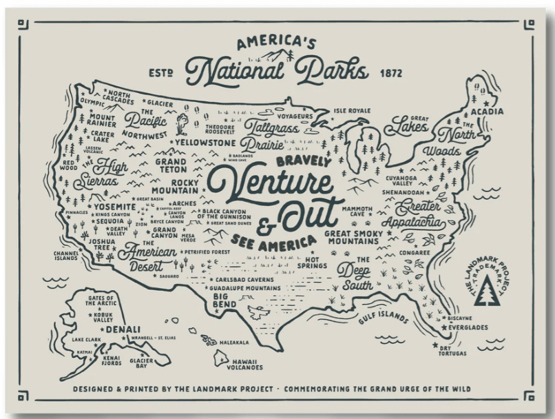 National Parks Map Poster - Davidson Provision Co.