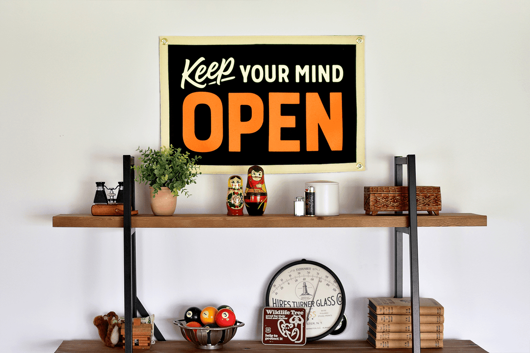 Oxford Pennant - Keep Your Mind Open Camp Flag • Holy Smokes x Oxford Pennant - Davidson Provision Co.