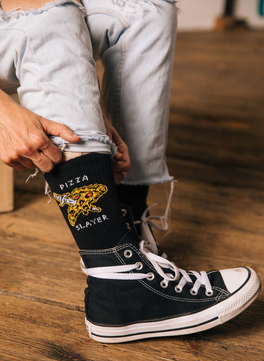 Pizza Slayer Comfy Crew Socks - Davidson Provision Co.