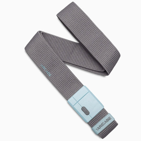 Polar Mag Belt in Charcoal/Cove, Arcade Belts, laid out in an S shape