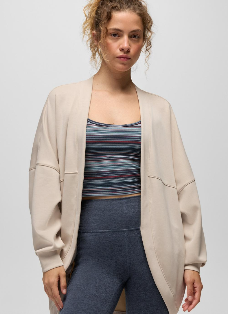 prAna Shea Soft Cardigan in Almond – front