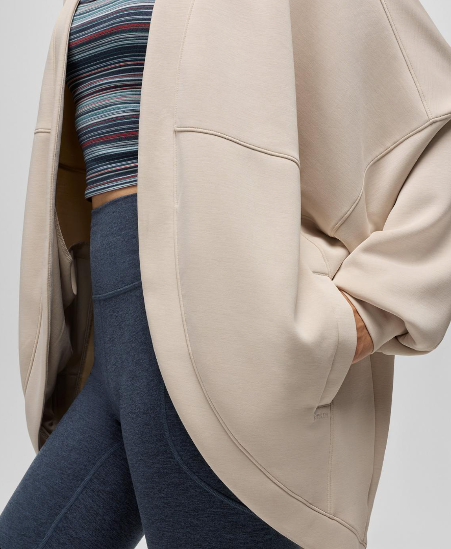 prAna Shea Soft Cardigan in Almond – pocket