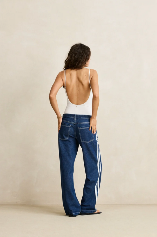 Rhythm Contrast Denim Jean in Blue - back