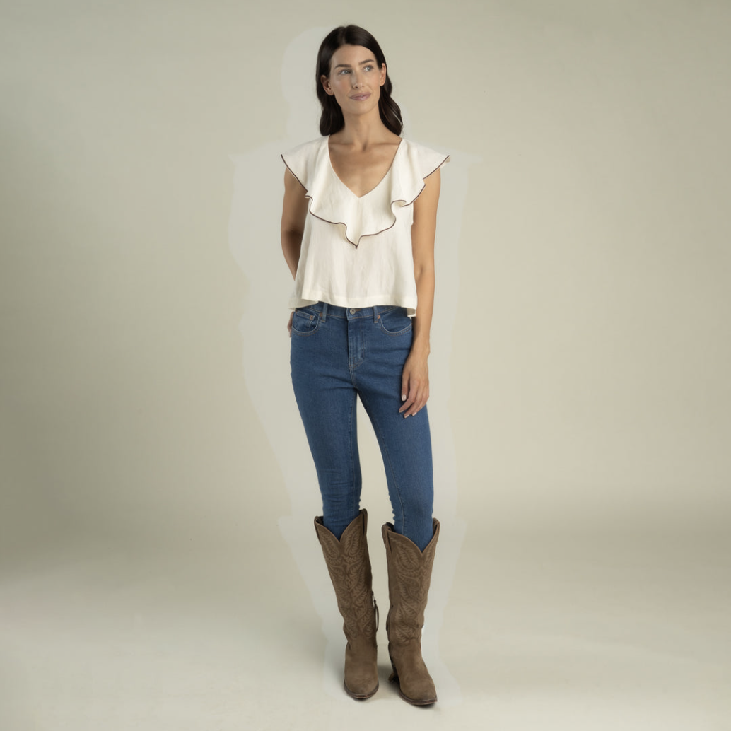 Faye Blouse in Cream – front-full
