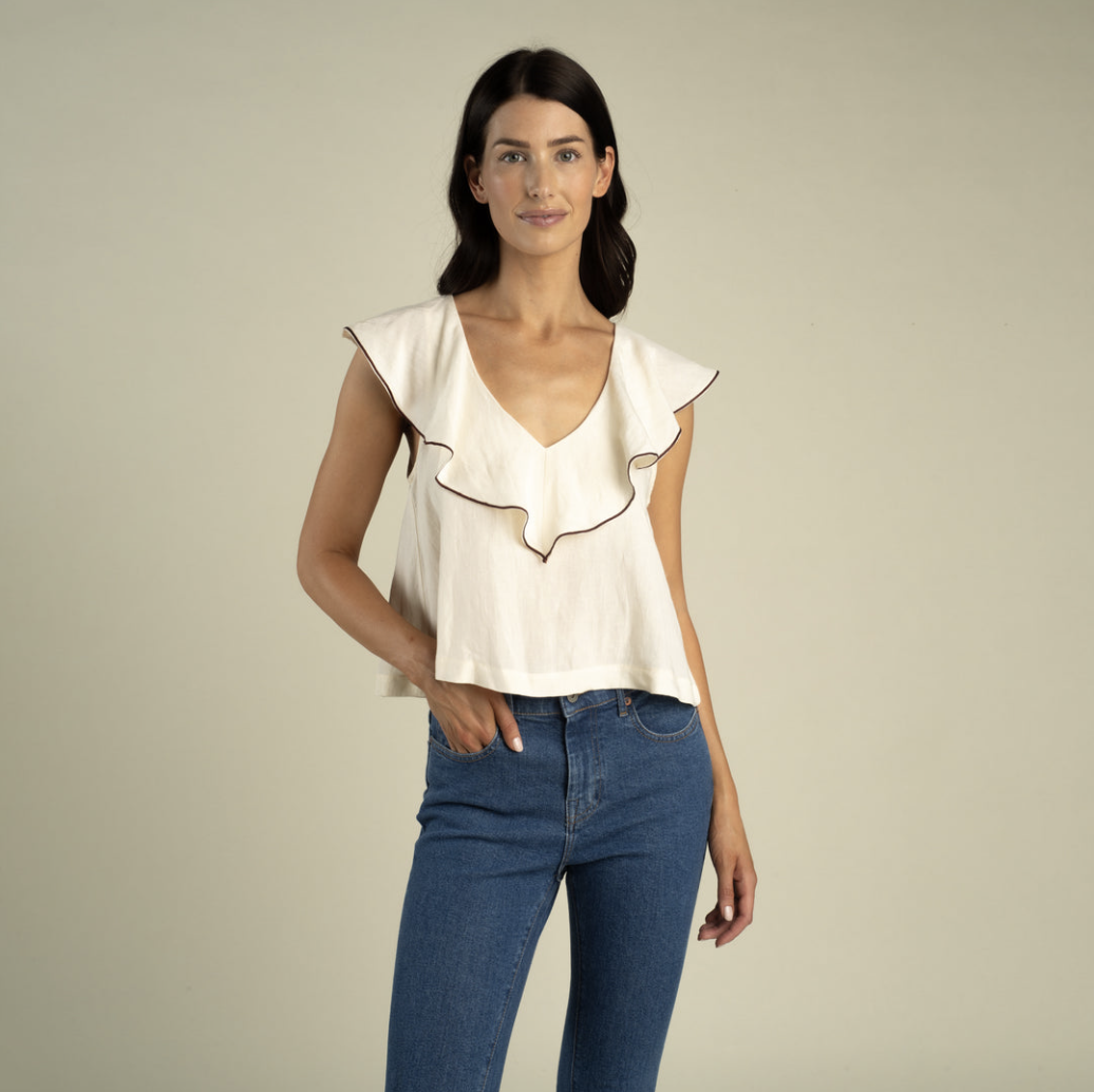 Faye Blouse in Cream – front
