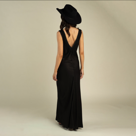 Romy Slip Dress in Black – back
