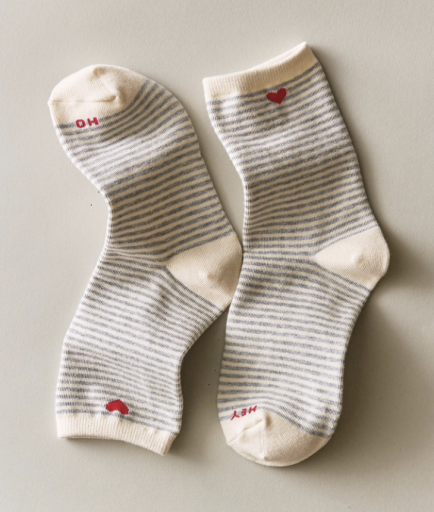 Hi-Ankle Sock in Grey Stripe
