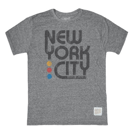 Retro Brand New York City Tee in Grey, front view
