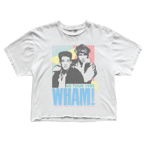 Retro Brand Wham! Crop Tee in White, front view