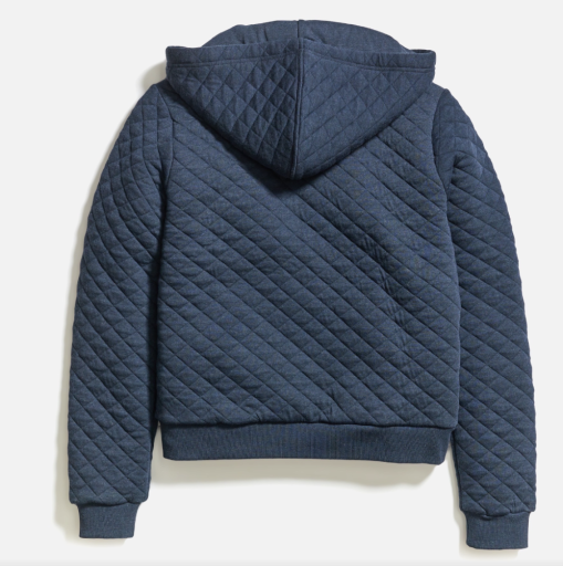 Marine Layer Women's Corbet Quilted Full Zip Hoodie in Navy, view 2