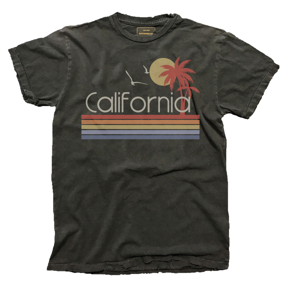California Sunset Stripe Tee — Vintage Black