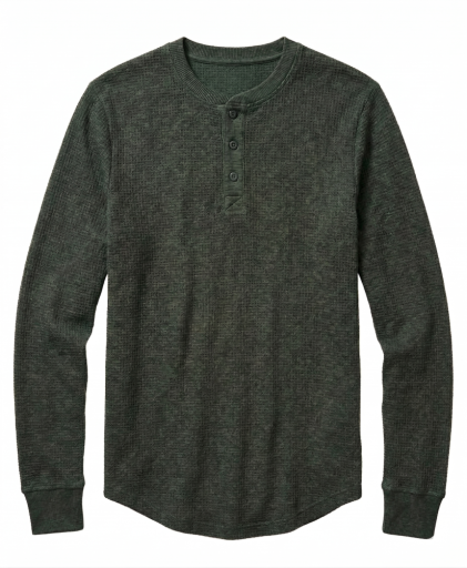 Marine Layer Waffle Henley in Deep Forest Heather, view 1