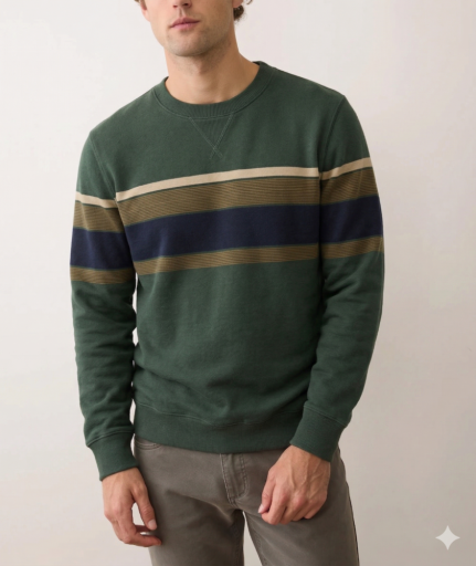 Marine Layer Relaxed Cloud 9 Terry Crewneck in Deep Forest, view 2