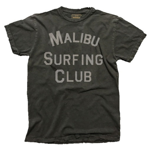 Retro Brand Malibu Surfing Club Tee in Vintage Black, front view