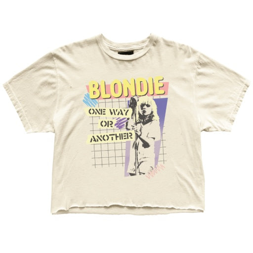 Retro Brand Blondie One Way Crop Tee in Vintage White, front view