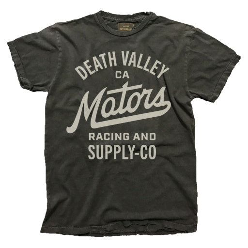 Retro Brand Death Valley Motors Tee in Vintage Black, front view