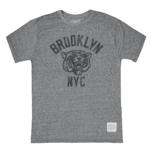 Retro Brand Brooklyn NYC Tee in Grey, front view