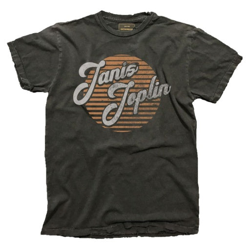 Retro Brand Janis Joplin Circle Tee in Vintage Black, front view