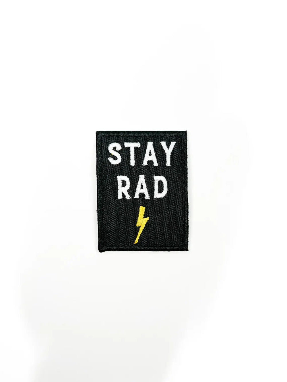 Stay Rad Embroidered Iron-On Patch with Lightning Bolt Black - Davidson Provision Co.