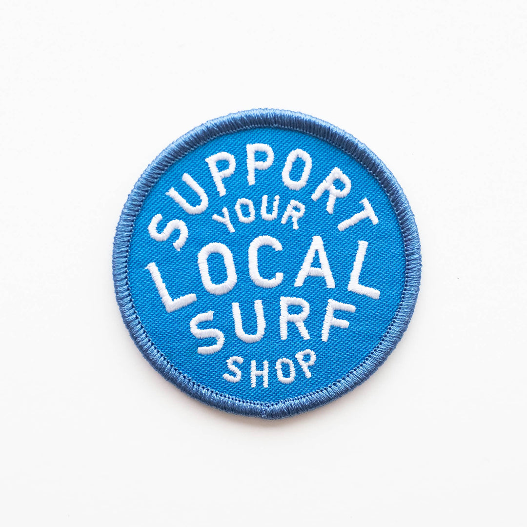 Support Your Local Surf Shop Iron on Patch - Blue & White - Davidson Provision Co.