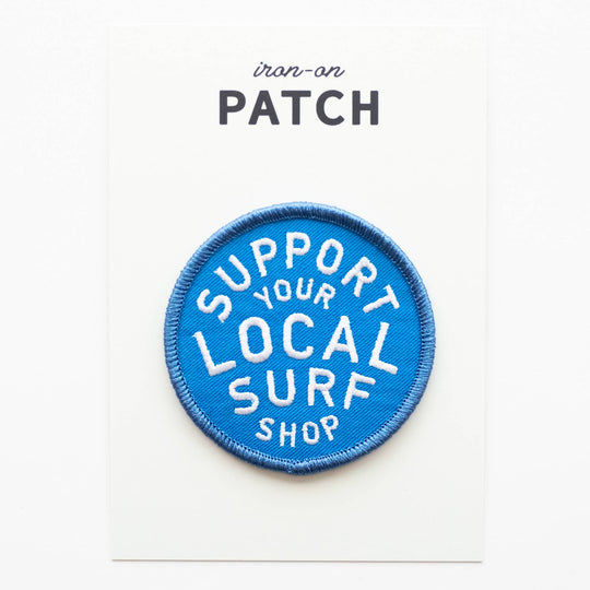 Support Your Local Surf Shop Iron on Patch - Blue &amp; White - Davidson Provision Co.