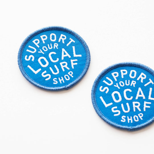 Support Your Local Surf Shop Iron on Patch - Blue &amp; White - Davidson Provision Co.