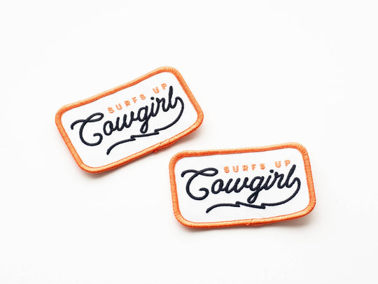 Surfs Up Cowgirl Embroidered Iron on Patch - Davidson Provision Co.