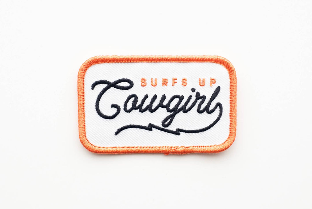 Surfs Up Cowgirl Embroidered Iron on Patch - Davidson Provision Co.