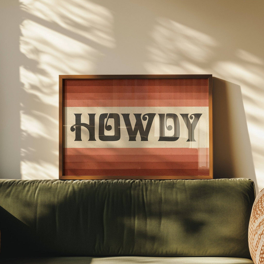 Tejas Country Club - Howdy Art Print Poster Monochromatic Ombre Rust Print (FLAT) - Davidson Provision Co.