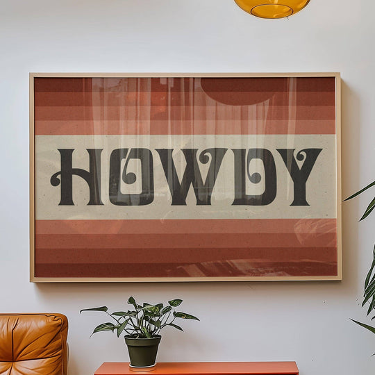 Tejas Country Club - Howdy Art Print Poster Monochromatic Ombre Rust Print (FLAT) - Davidson Provision Co.