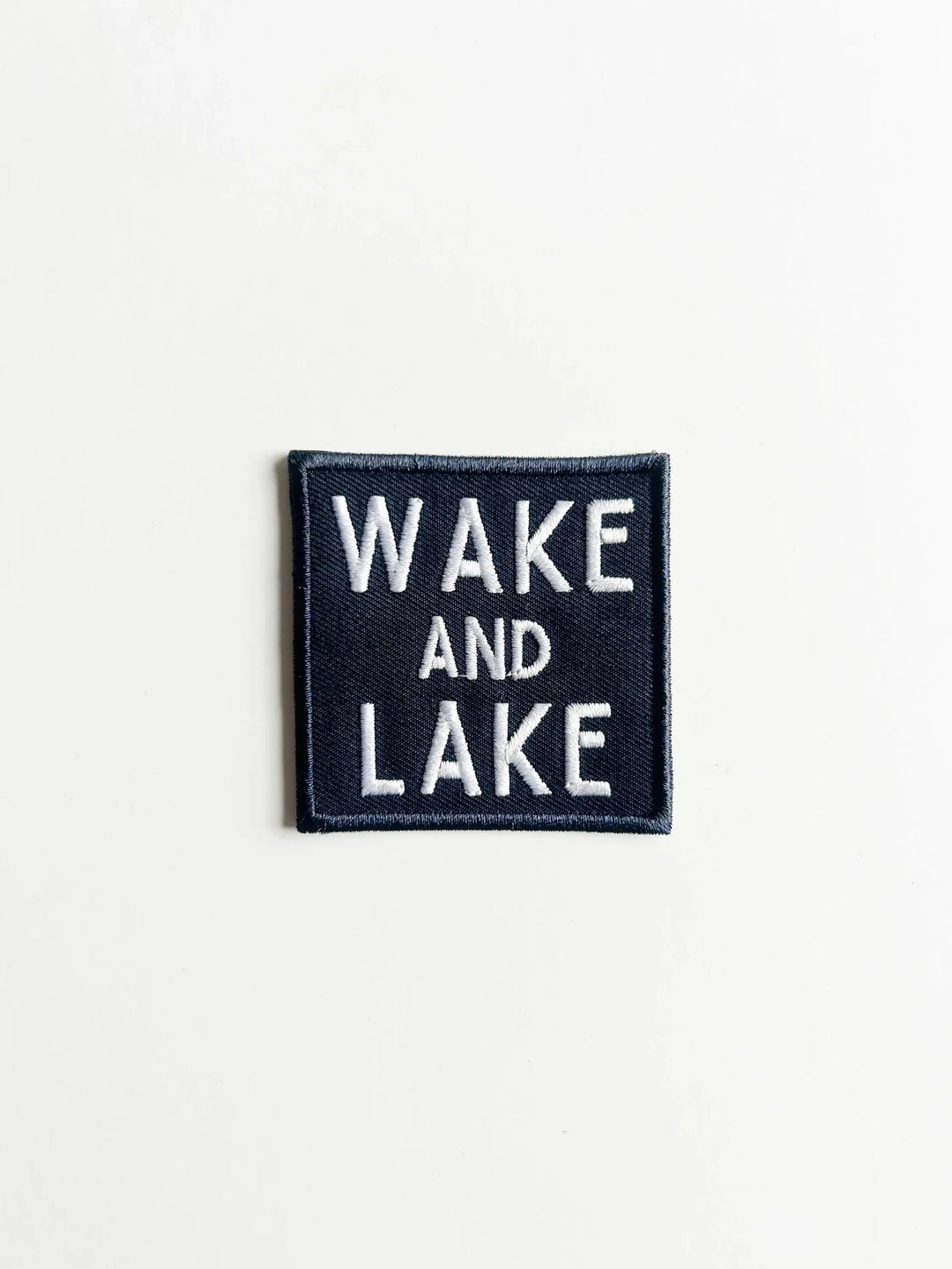 Wake and Lake Navy Blue Embroidered Iron On Patch - Davidson Provision Co.